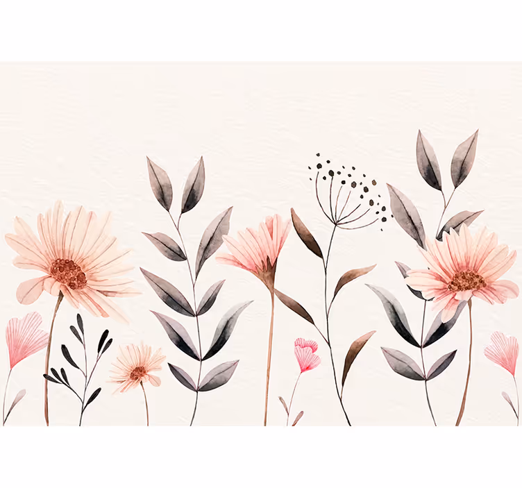 Minimalistic plant and flower nature wall mural - TenStickers