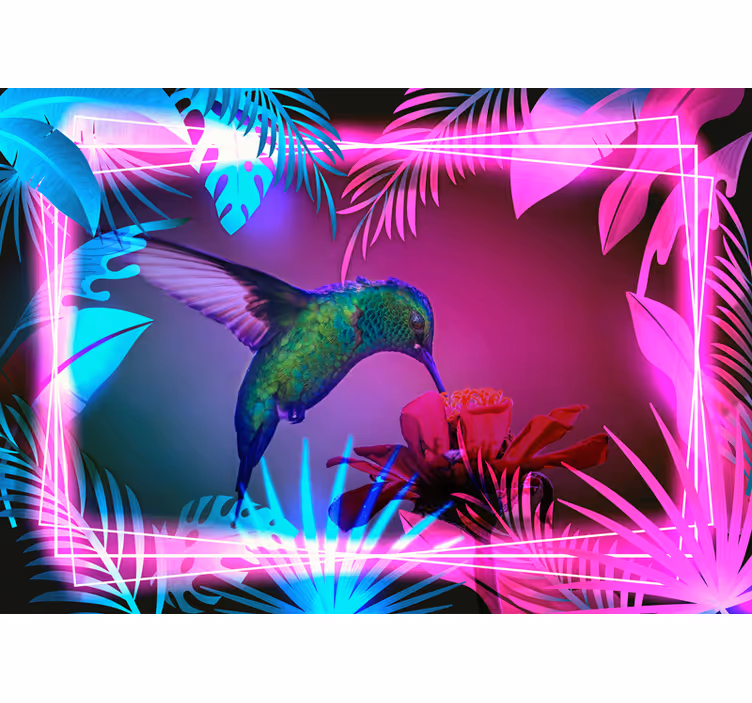 Hummingbird and Floral animals wall mural - TenStickers
