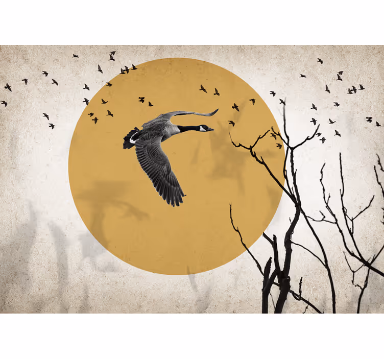 Animals wall mural flying goose silhouette - TenStickers