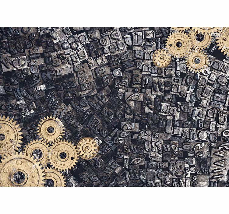 Texture wall mural with mechanical gear patterns - TenStickers