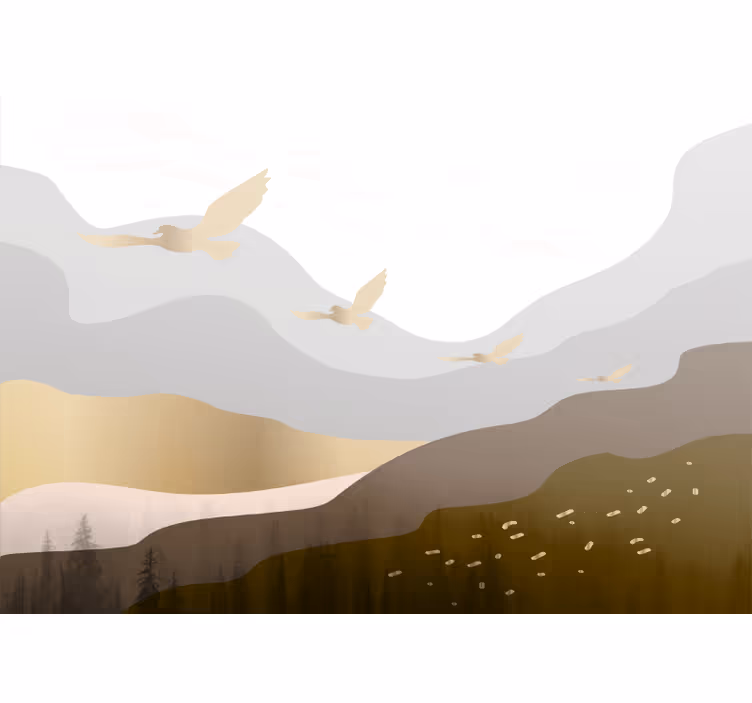 Wall mural nature flying bird silhouettes - TenStickers