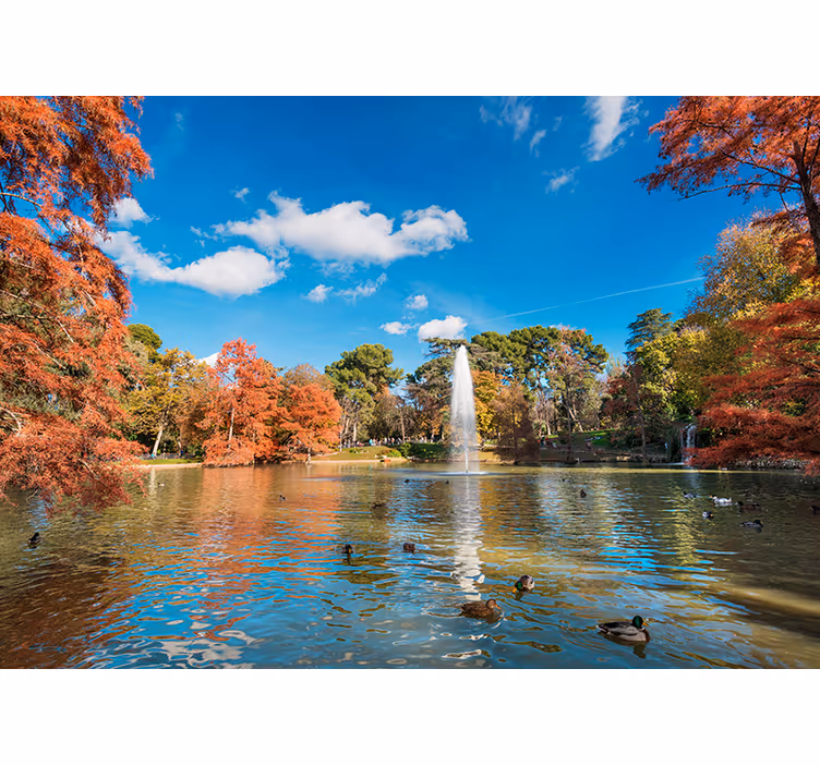 Autumn Lake Scene lake wall mural - TenStickers