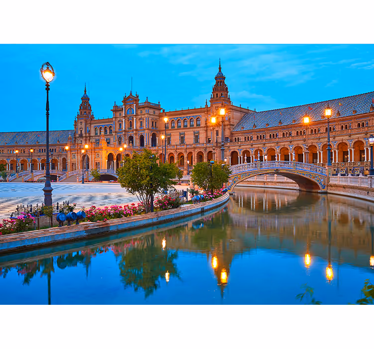 Spanish Plaza Night city wall mural - TenStickers