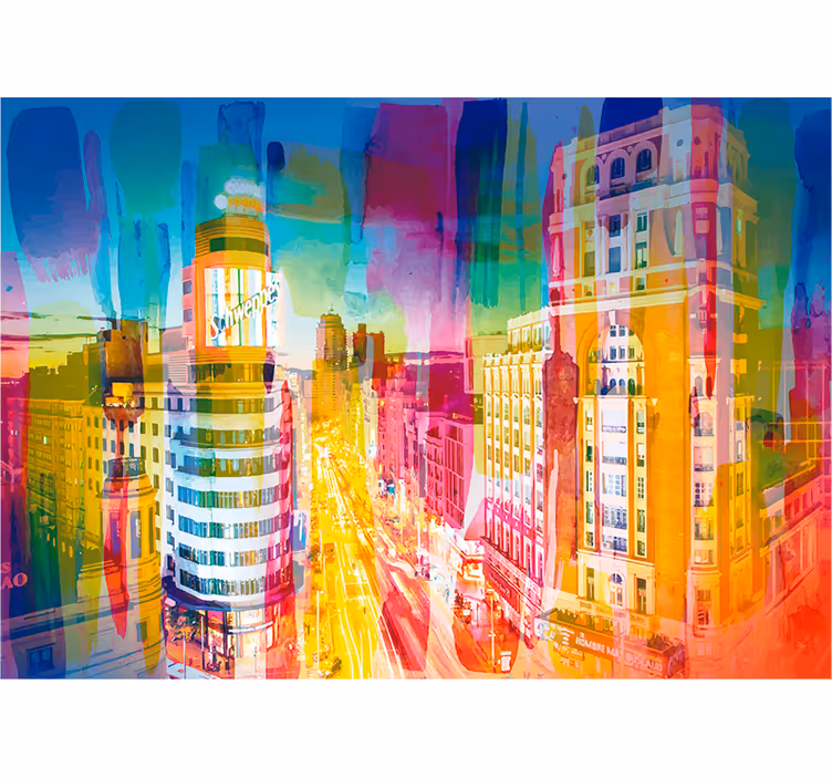Urban Chromatic Streetscape wall mural madrid - TenStickers