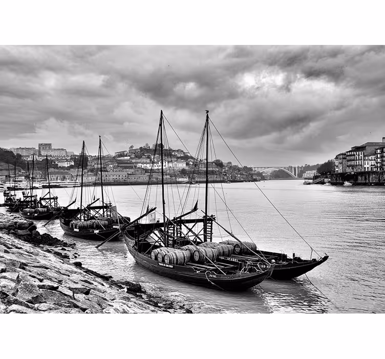 Oporto Gray Scales city wall mural - TenStickers