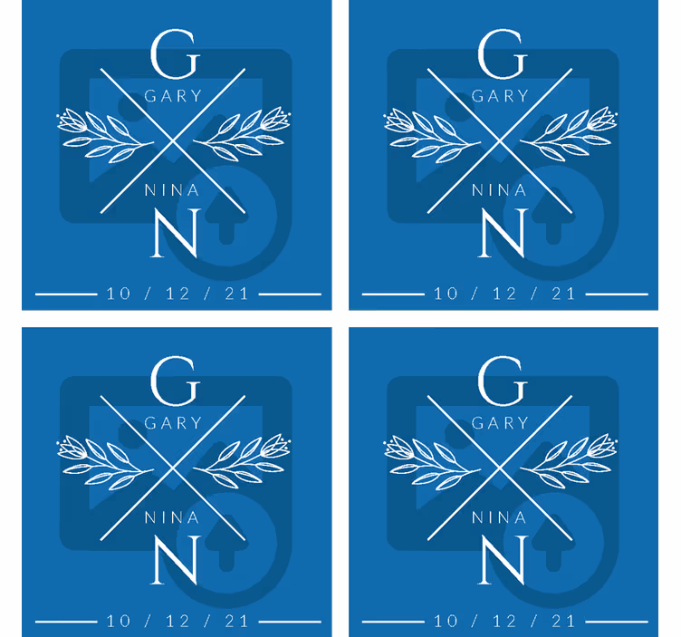 Wedding coasters personalized couple initials - TenStickers