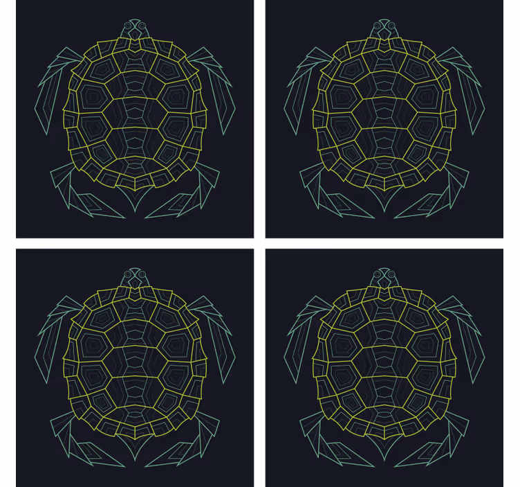Geek coasters geometric turtle design - TenStickers