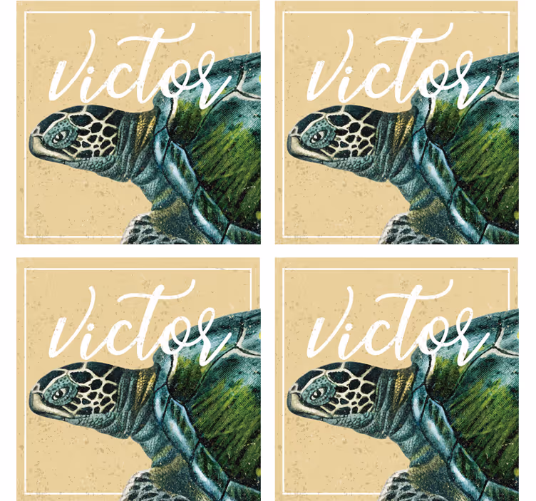 Personalisable coasters with turtle illustration and name - TenStickers