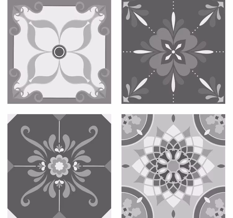 Intricate grey pattern coasters - TenStickers