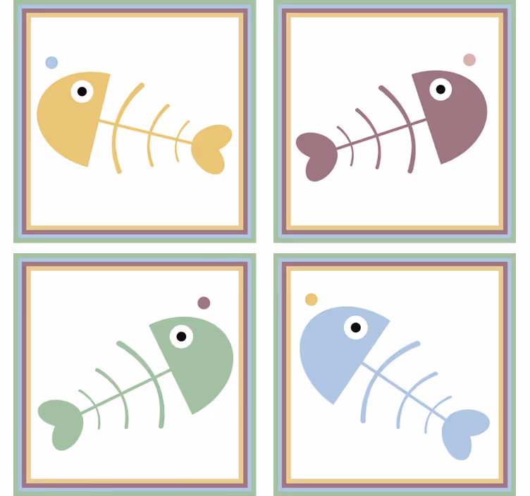 Cute fishbone animal coaster - TenStickers