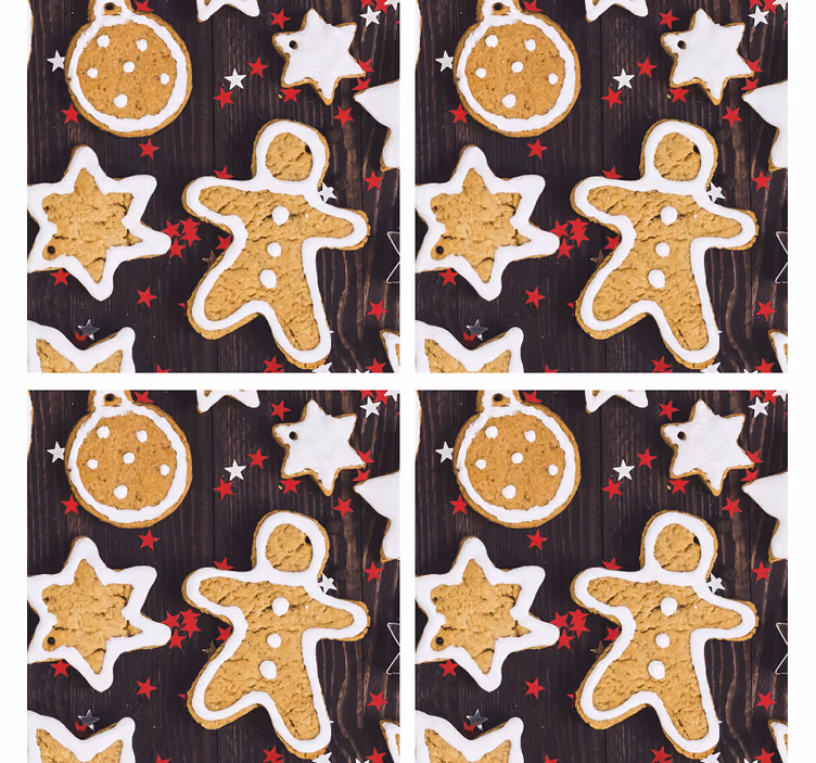 Christmas coasters gingerbread cookies pattern - TenStickers