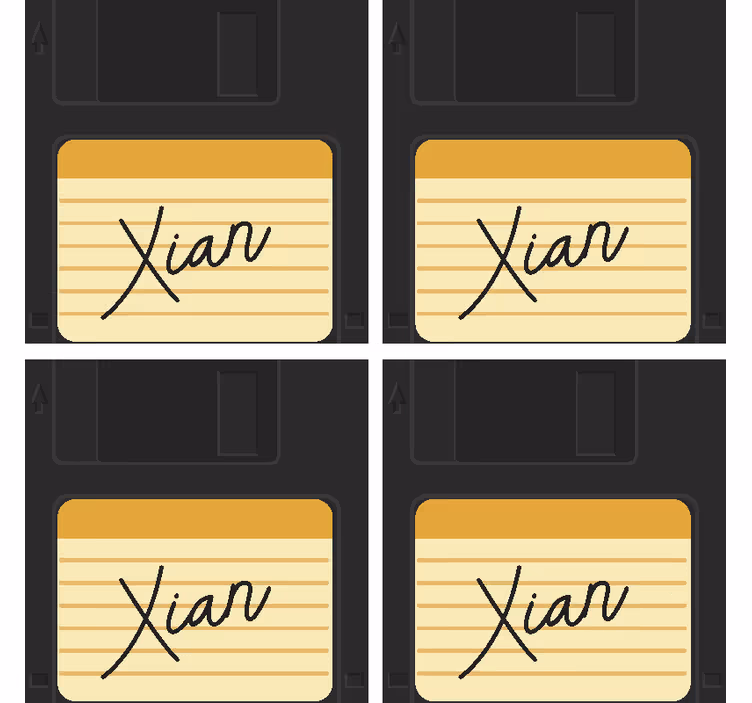 Floppy disc design with custom name vintage coasters - TenStickers