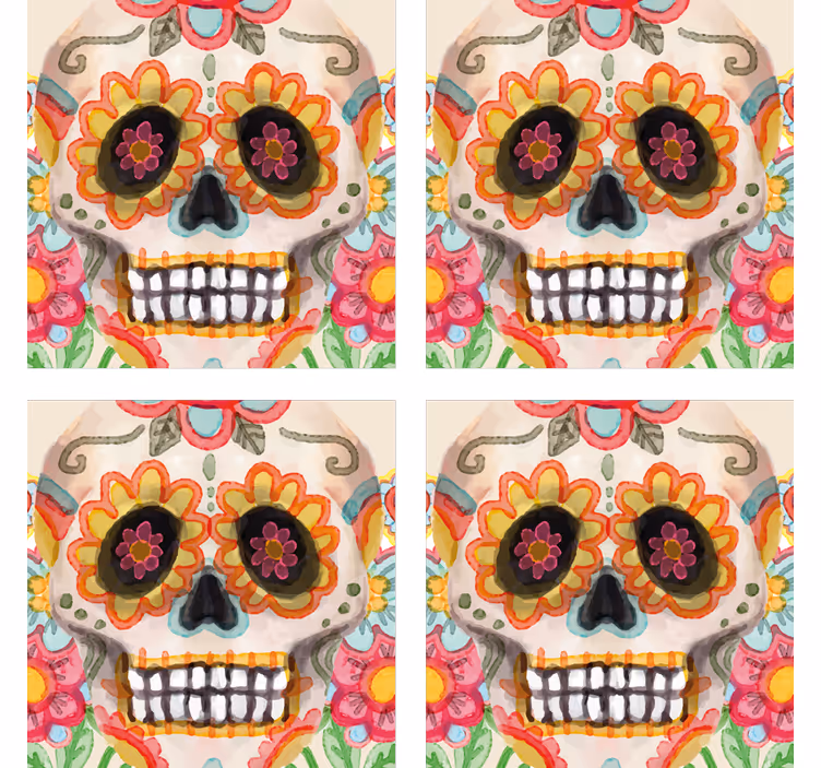 Halloween coaster colorful sugar skull design - TenStickers