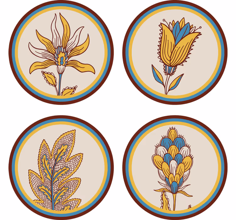 Paisley flower set drink coaster - TenStickers