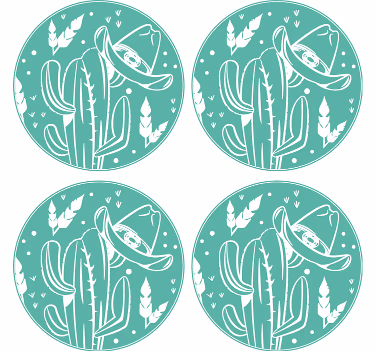 Geek coasters cactus with hat - TenStickers
