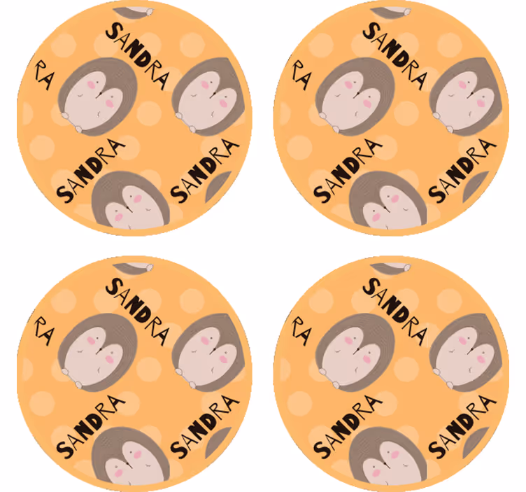 Personalised coasters with adorable hedgehog design - TenStickers