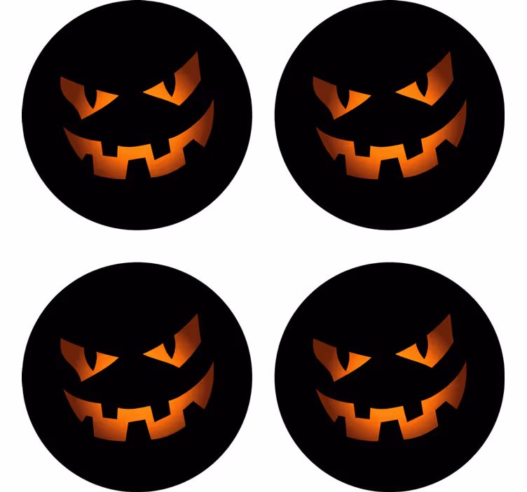 Halloween coaster pumpkin face set - TenStickers
