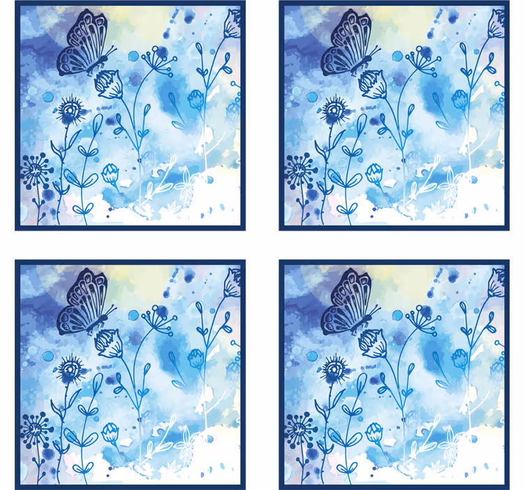 Floral draw and butterflies coaster - TenStickers
