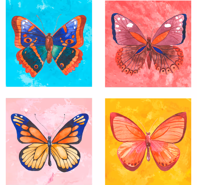 Geek coasters with vibrant butterfly design - TenStickers