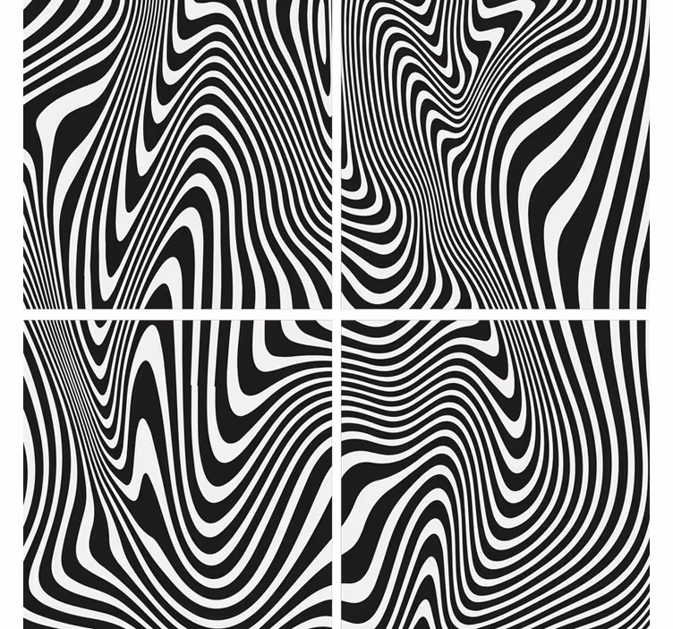 Coasters in wavy black and white pattern - TenStickers