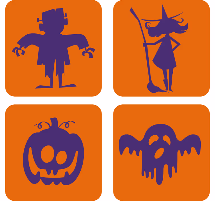 Halloween coaster frankenstein witch pumpkin ghost - TenStickers