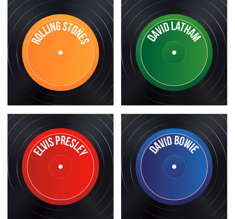 Geek coasters vinyl record labels - TenStickers