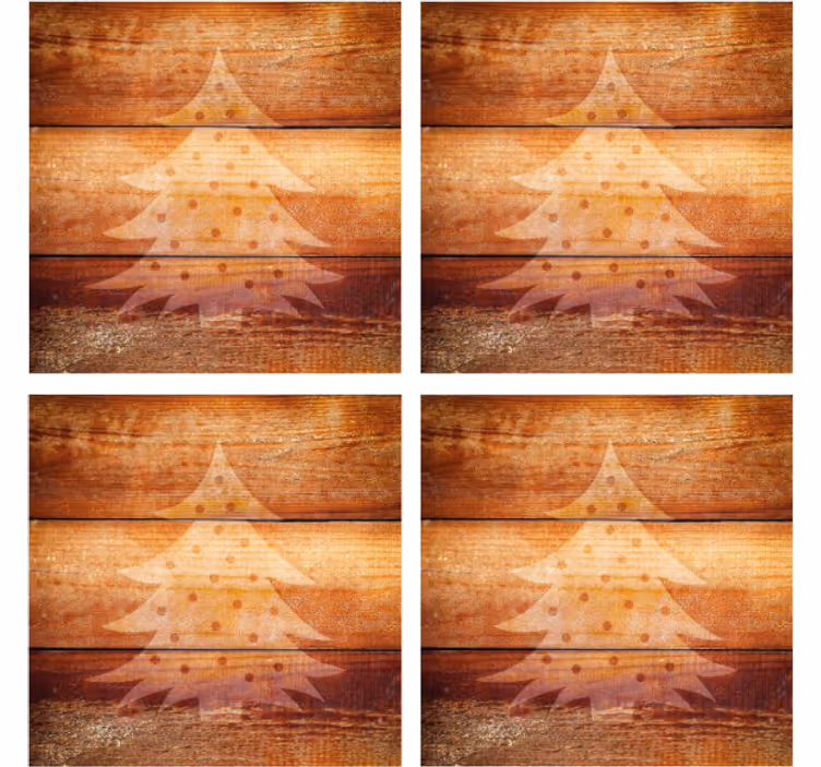 Xmas tree on wooden texture christmas coaster - TenStickers
