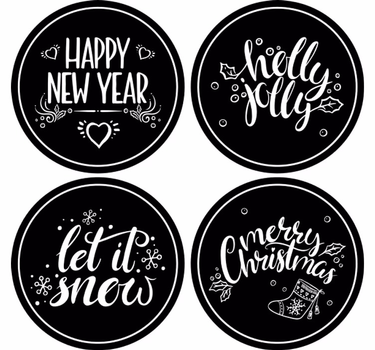 Christmas coasters joyful seasonal greetings - TenStickers