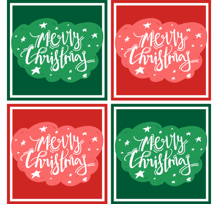 Christmas coasters with festive merry typography - TenStickers