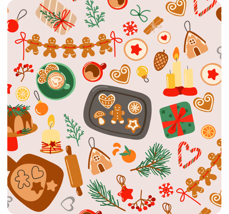 Christmas coasters with festive gingerbread treats - TenStickers