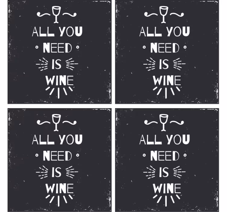 Text coasters wine is my necessity quote - TenStickers