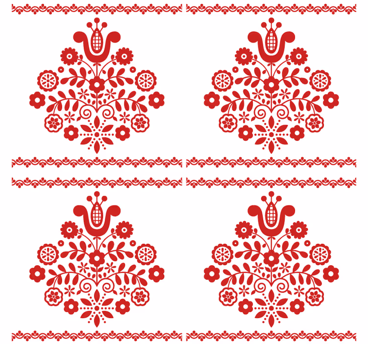 Floral folk motif coasters - TenStickers