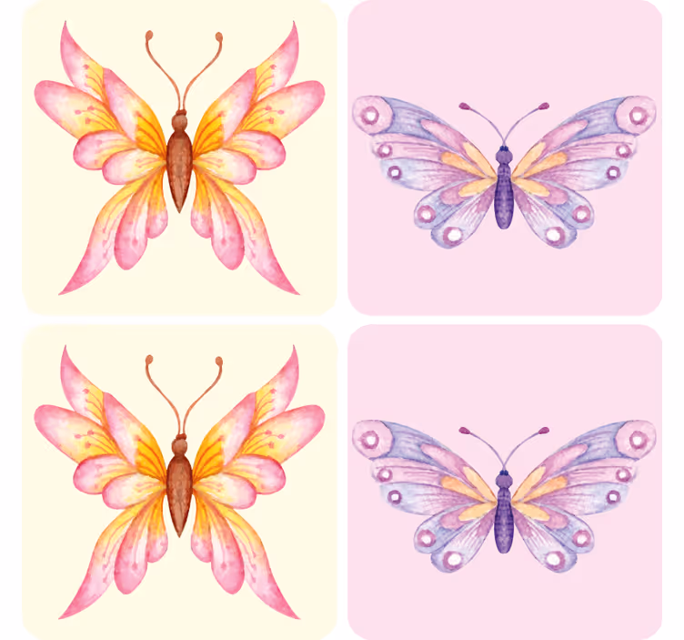 Geek coasters with colorful butterfly designs - TenStickers