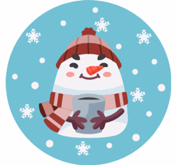 Christmas coasters snowman holding a cup - TenStickers