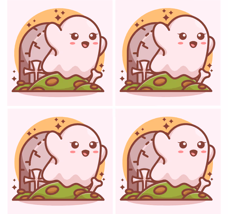Halloween coaster with cheerful ghost illustration - TenStickers