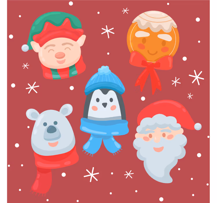 Christmas coasters festive figures collection - TenStickers