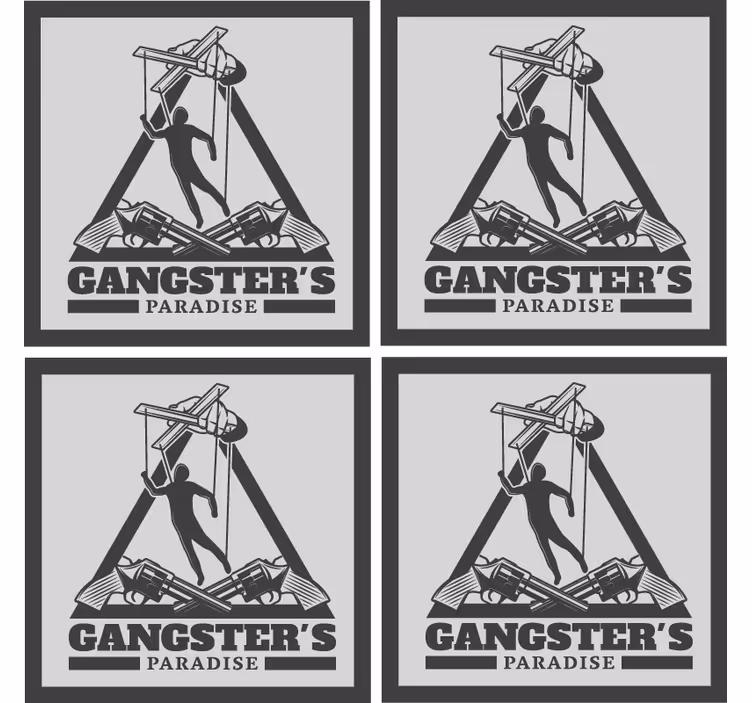 Beer mats with gangster-themed illustration - TenStickers