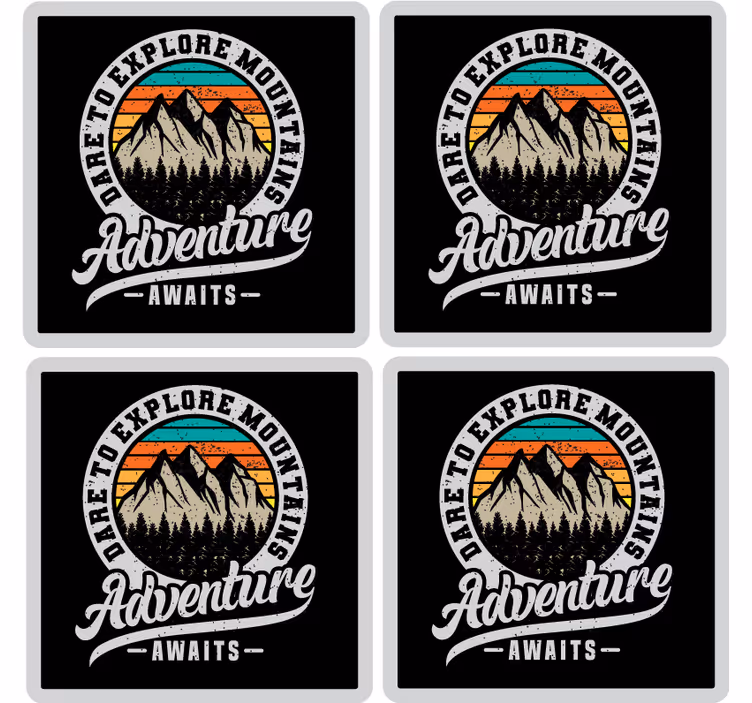Text coasters explore mountain adventures - TenStickers