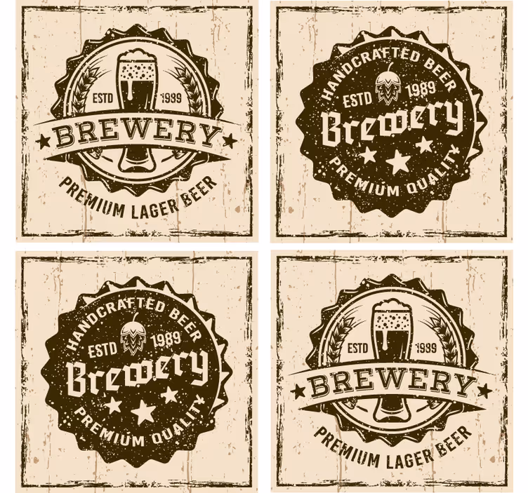 Vintage brewery badge design beer mats - TenStickers