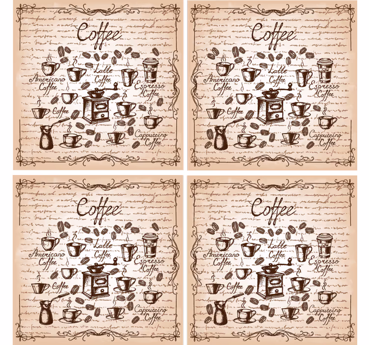 Personalised coasters coffee types illustration - TenStickers