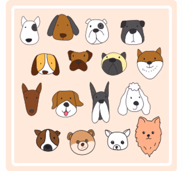 Geek coasters cute animal faces - TenStickers
