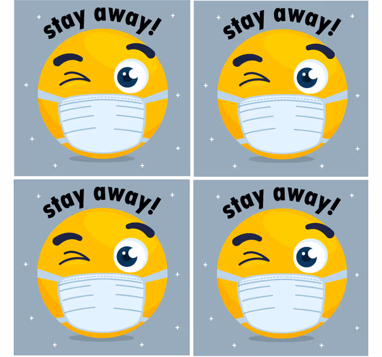 Winking emoji wearing mask coasters - TenStickers