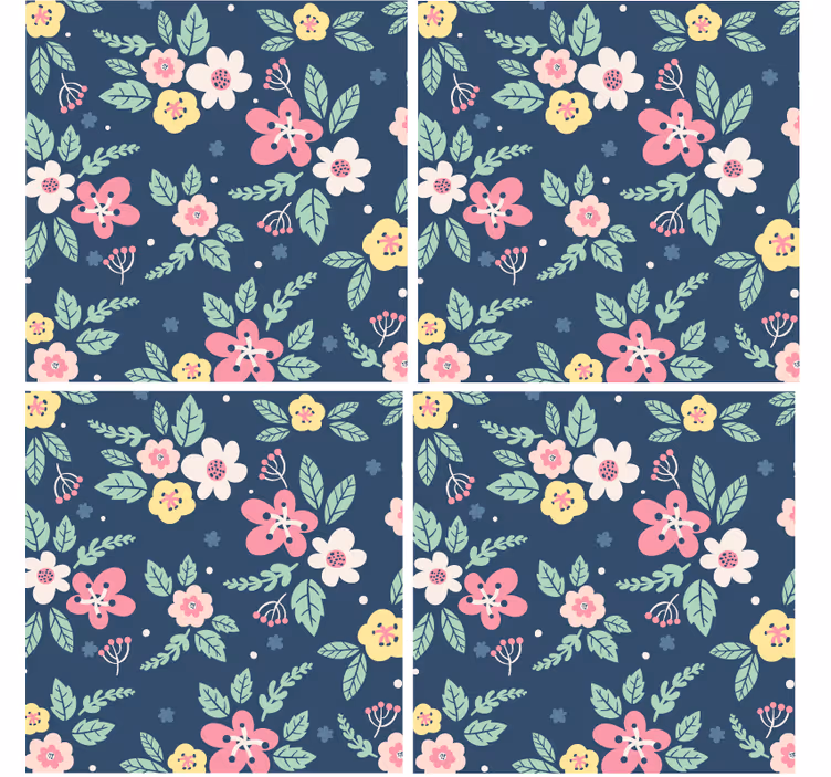 Modern coasters with floral pattern design - TenStickers