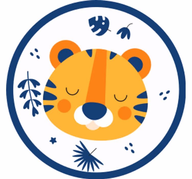 Geek coasters cute tiger face - TenStickers