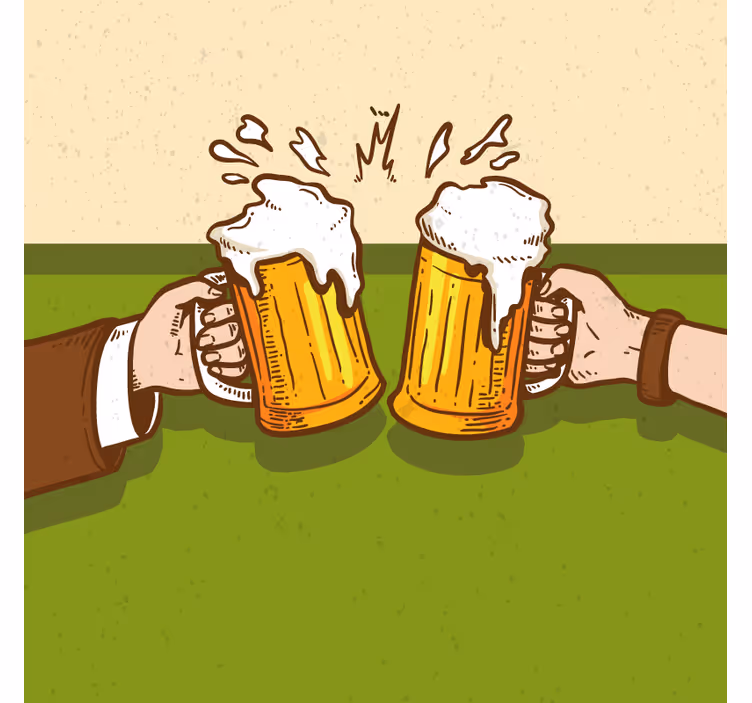 Beer mats clinking beer mugs - TenStickers