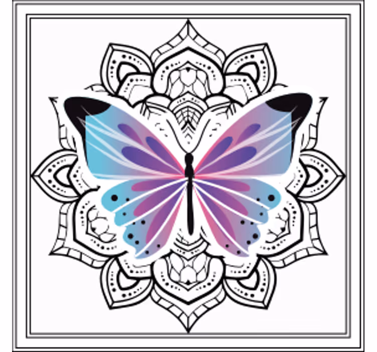 Coasters colorful butterfly mandala - TenStickers