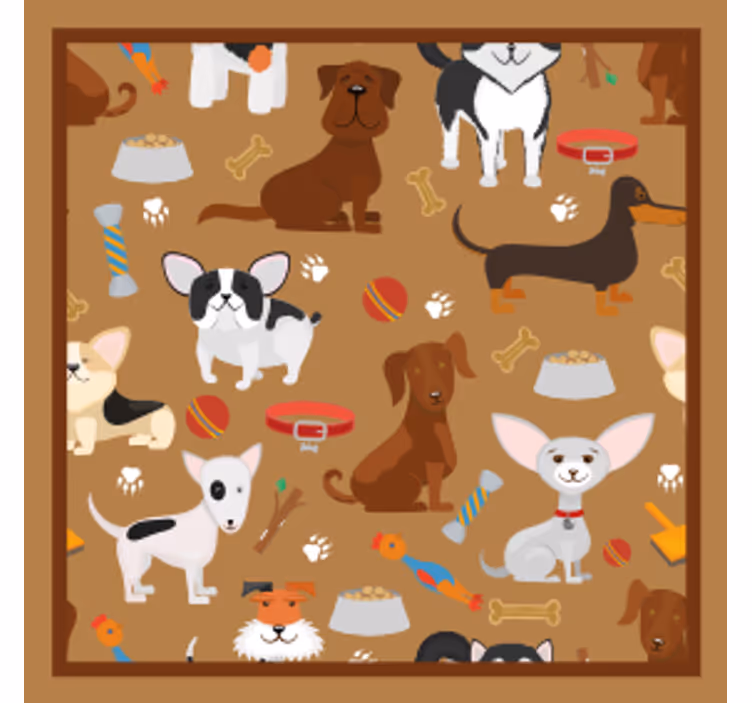 Modern coasters with whimsical dog designs - TenStickers