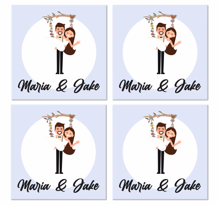 Fiancees with name on a branch wedding coaster - TenStickers