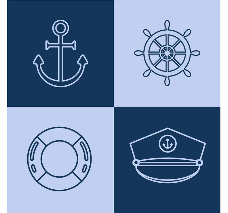Modern coasters with anchor and nautical icons - TenStickers