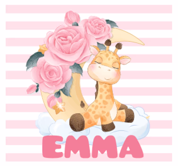 Personalisable coasters giraffe with floral moon - TenStickers